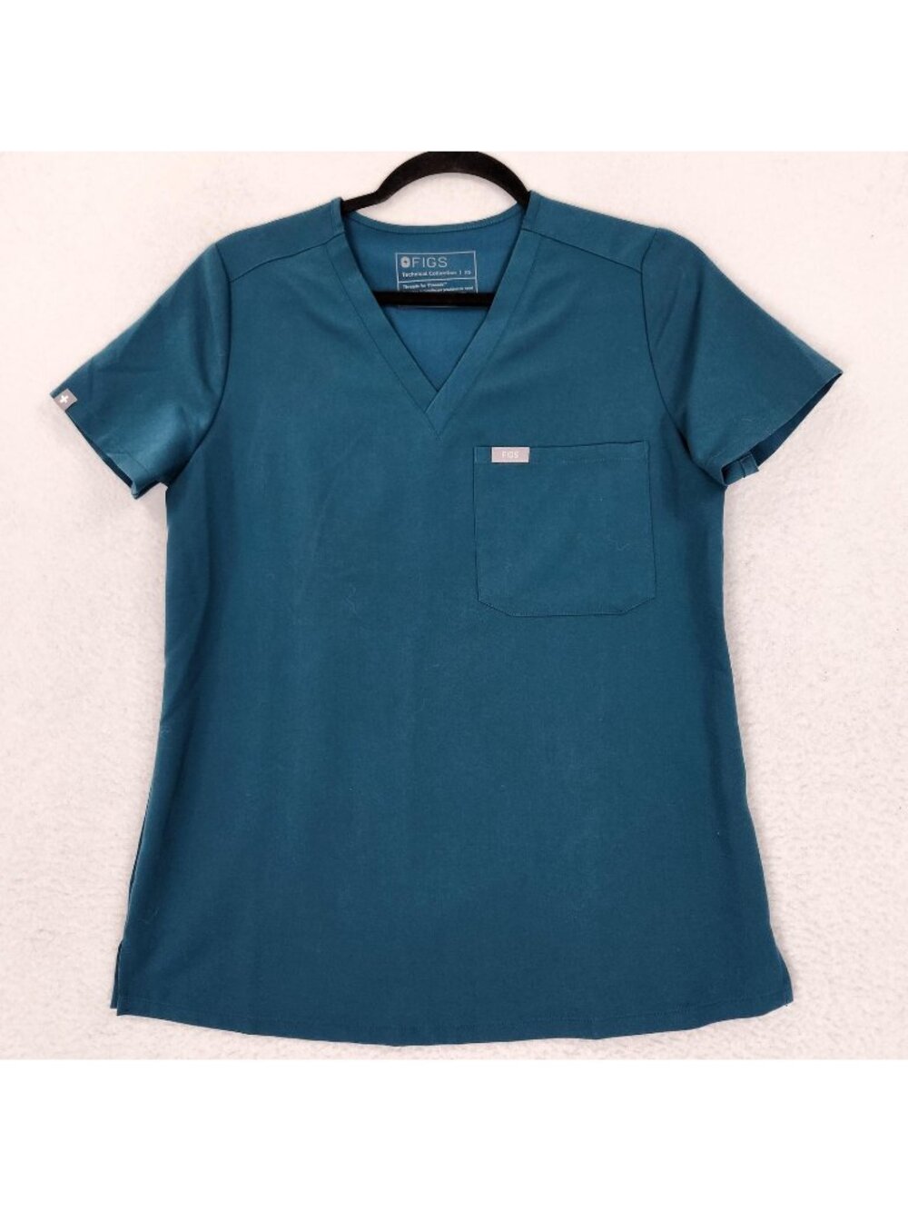 FIGS Scrub Top Womens XS Teal Green V Neck Short Sleeve Technical Collection